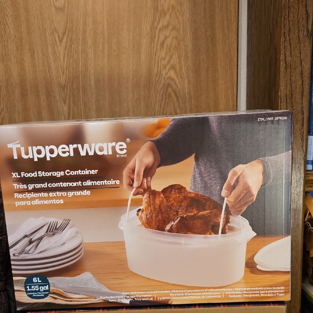 Tupperware XL Clear Container with White Lid